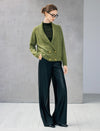 Wool Blend Shawl-Collar Double-Breasted Cropped Cardigan