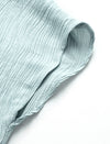 Textured Round Neck Ruched Detail Cap Sleeve Top