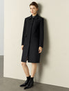 Black Stand-Collar Single-Breasted Trench Coat
