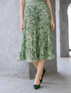 Abstract Print Pleated Midi Skirt
