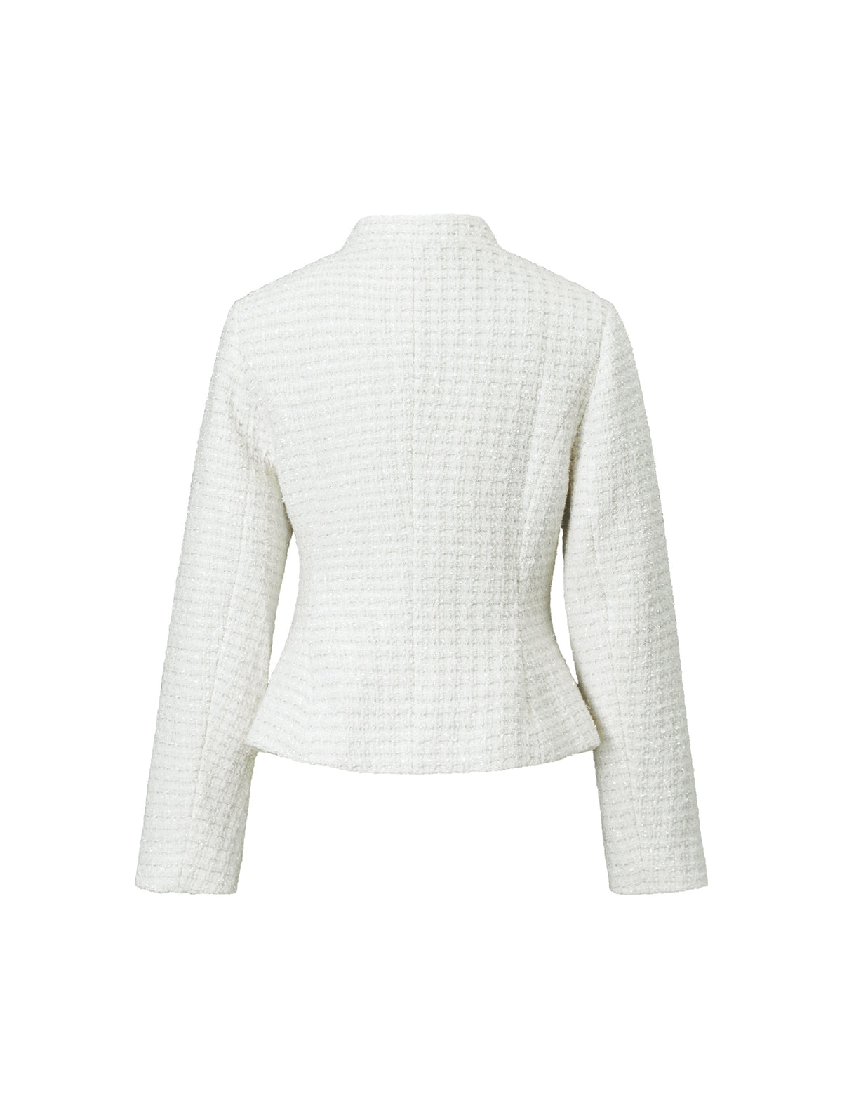 Wool Blend Stand-Collar Zip-Front Peplum Jacket