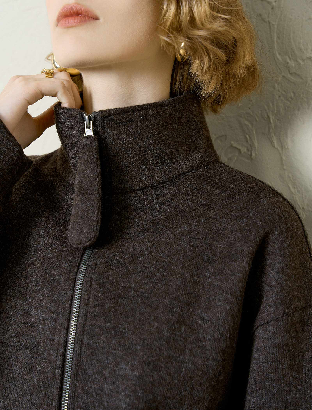 Heathered Wool-Blend Zip-Up Tracksuit Set