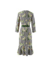 Floral Print Crewneck Belted Dress