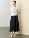 Sequin Floral Lace Midi Skirt