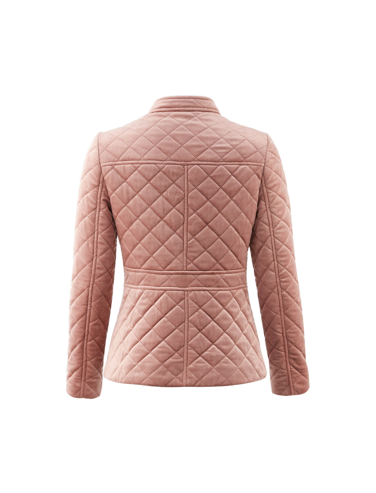 Velvet-Trim Stand-Collar Snap-Front Pocket Padded Coat