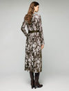 Floral Print Crewneck Belted Fitted Midi Dress