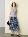 Tie-Dye Pleated Midi Skirt