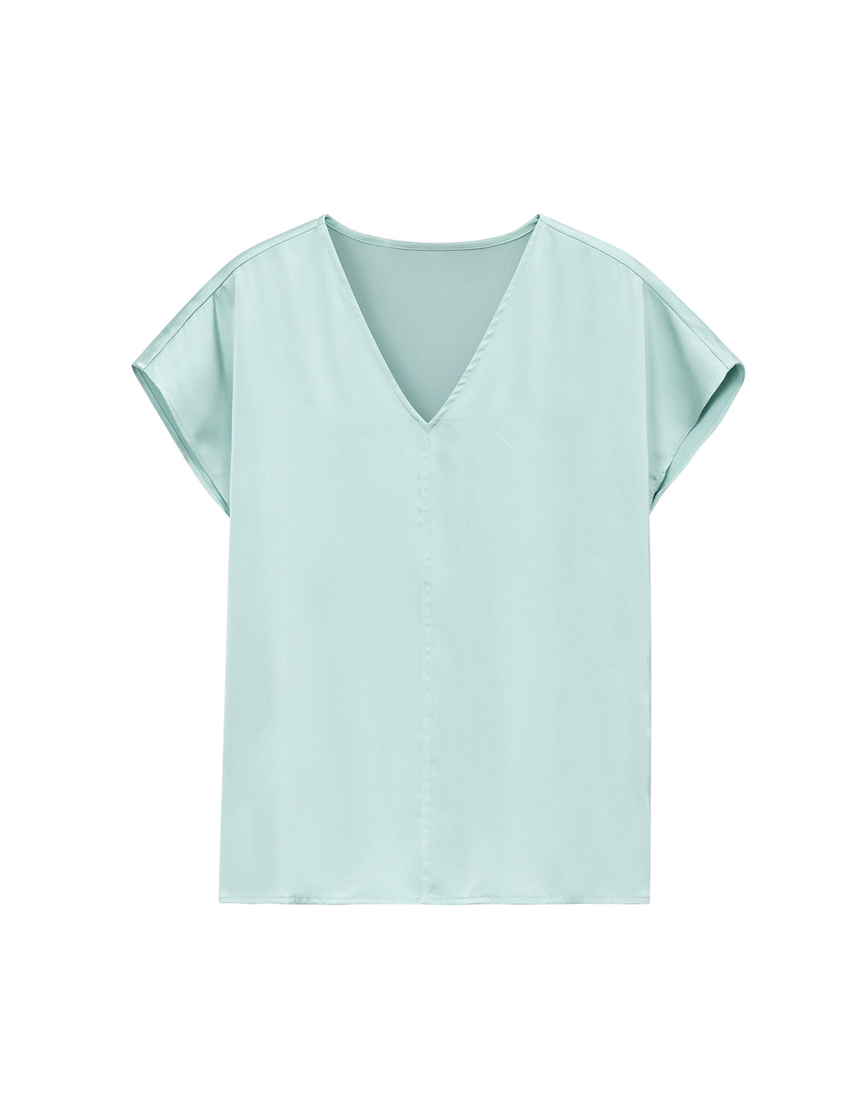 Mint Green V-Neck Cap Sleeve Blouse