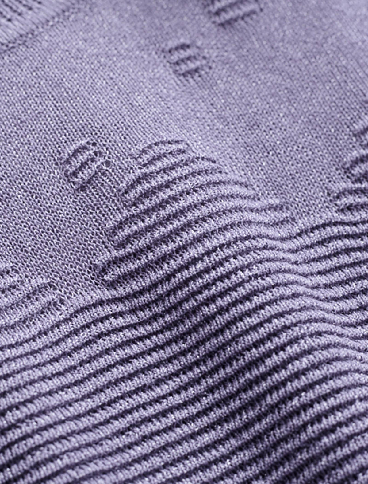 Wavy Texture Scalloped Cuffs Knitted Pullover