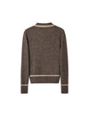 Half‑Zip Ribbed Wool Blend Sweater with Contrast Trim