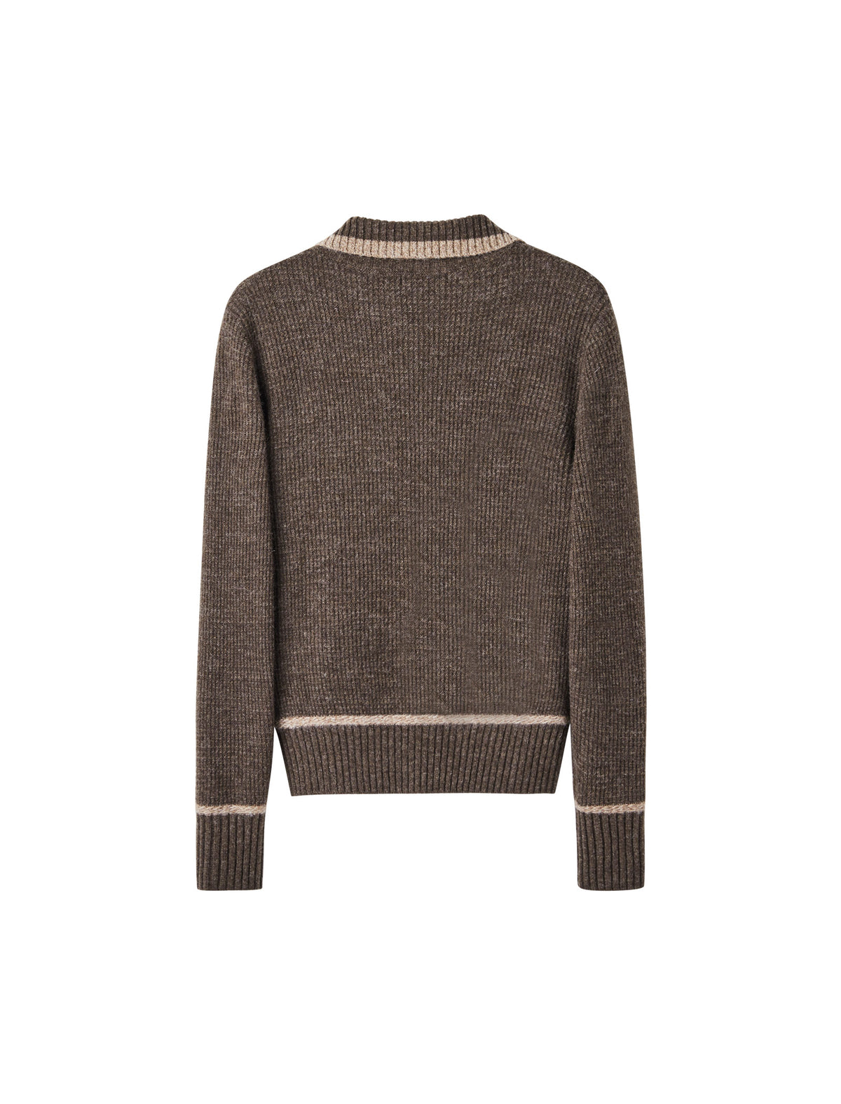 Half‑Zip Ribbed Wool Blend Sweater with Contrast Trim