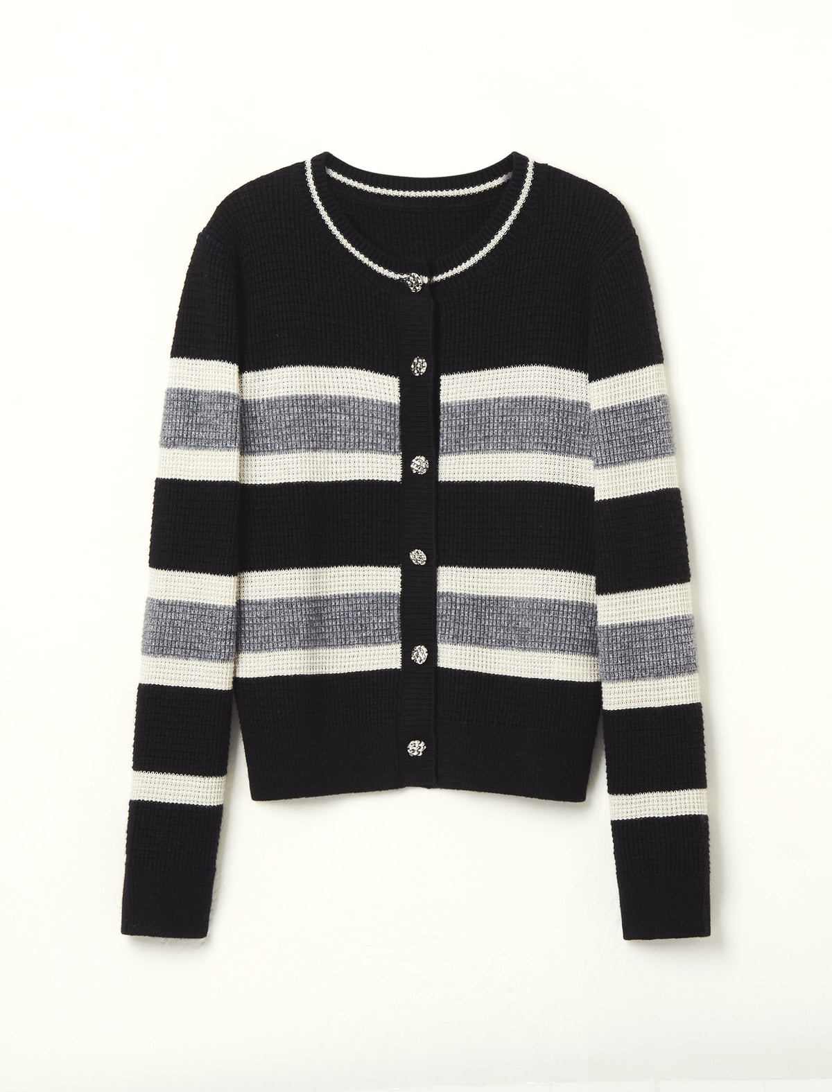 Black White Striped Loose Knit Sweater