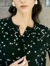 Star Print Mandarin Collar Blouse