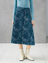 Embroidered Paisley High-Waist A-Line Midi Skirt