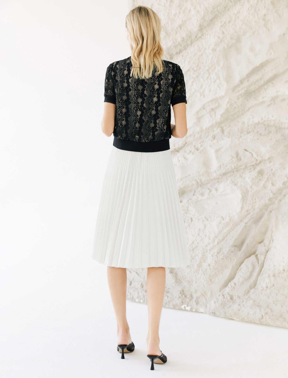 Black Lace Crew Neck Short Sleeve Top