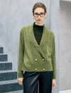 Wool Blend Shawl-Collar Double-Breasted Cropped Cardigan
