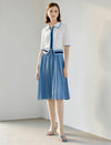 Solid Color Pleated A-Line Skirt