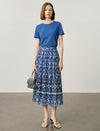 Geometric Tie-Dye High Waist Pleated Midi Skirt