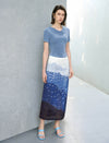Ocean Breeze High-Waist Midi Skirt
