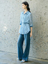 Light Blue Polka Dot Belted Shirt