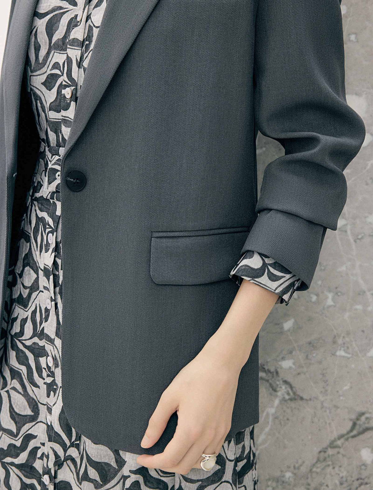 Notched Lapel Single Button Tailored Blazer