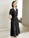 Lace V-Neck Flared Midi Dress
