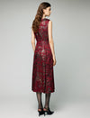 Jacquard Crewneck Sleeveless A-Line Midi Dress