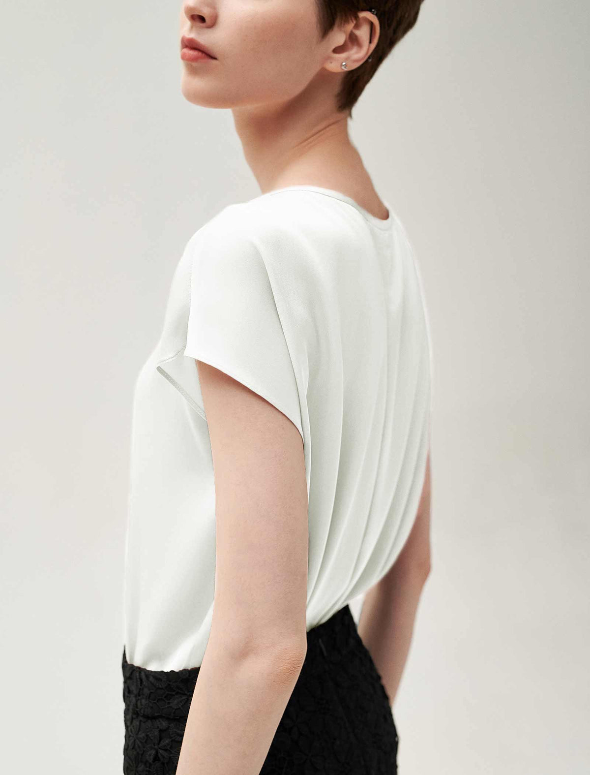 Silk Button Detail Flutter Sleeve Shirt