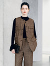 Textured Button Front Sleeveless Utility Vest