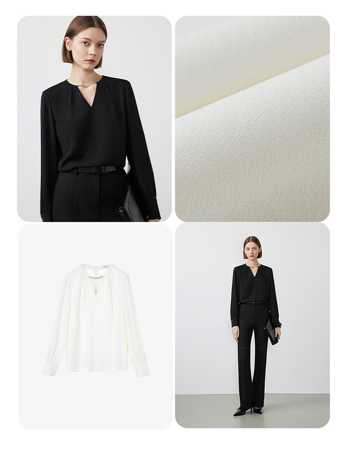 Chain Detail V-Neck Blouse