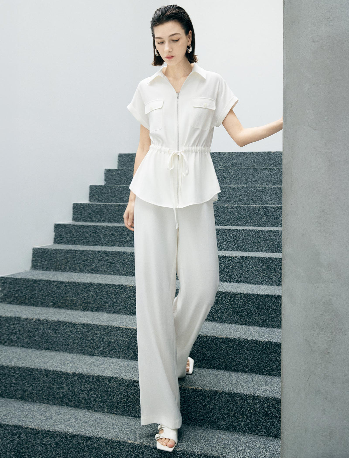 Solid High Waist Flow Wide Leg Pants