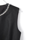 Embellished Neckline Asymmetric Midi Dress