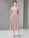 Dusty Pink Lace Pleated Midi Skirt