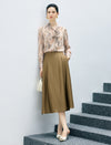 Floral Print Tie Neck Long Sleeve Blouse