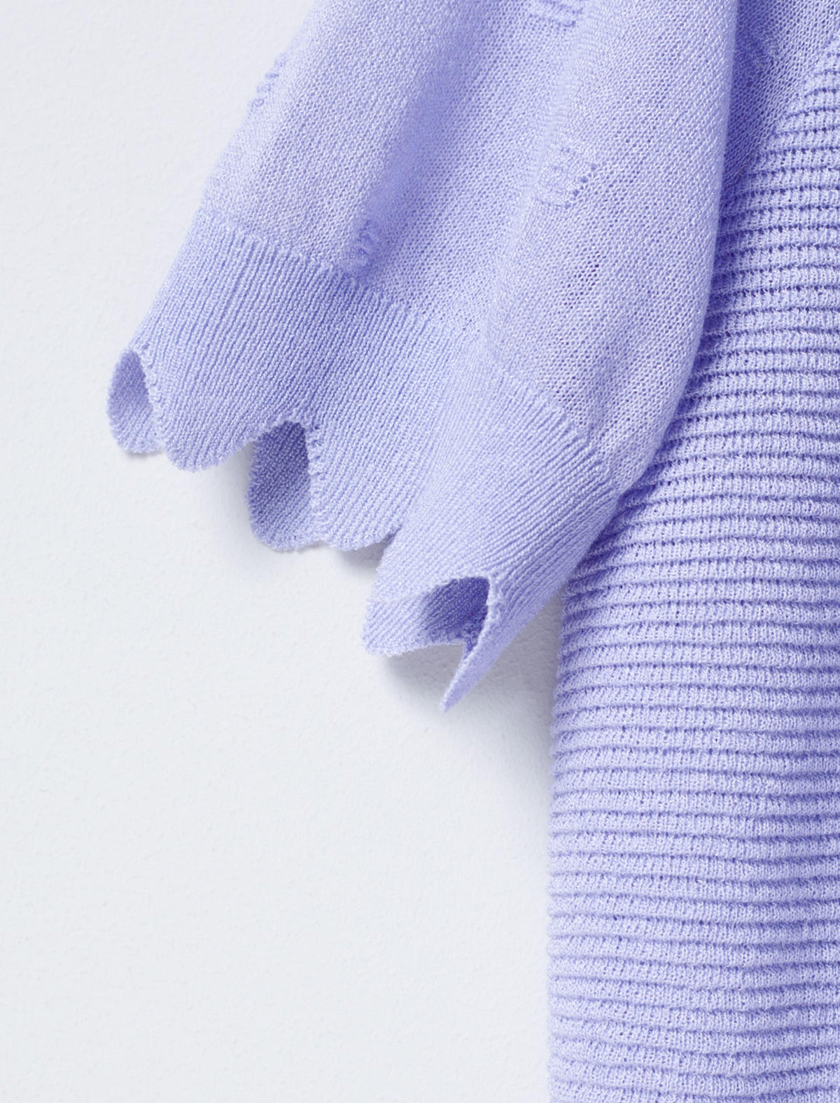 Lavender Scalloped Short Sleeve Knit Top