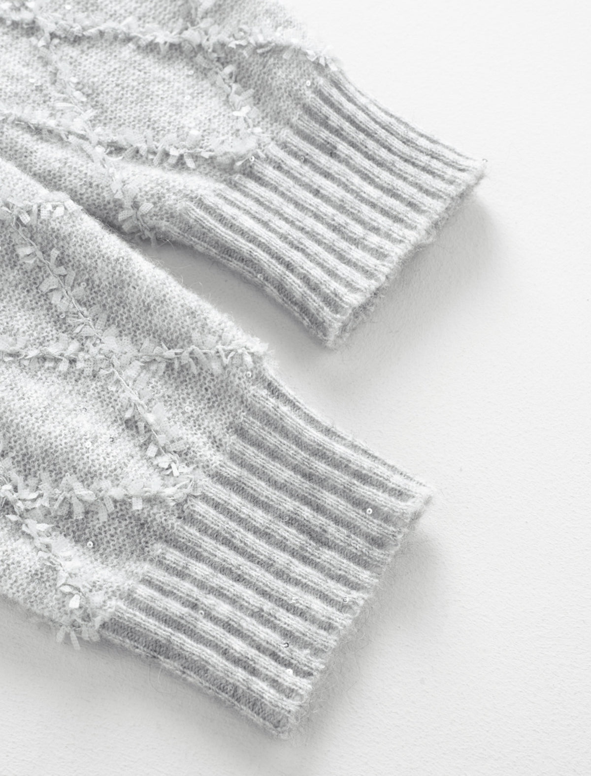 Mohair Sequins Diamond Knit Sweater