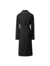 Wool Blend Contrast-Stitch Long Coat