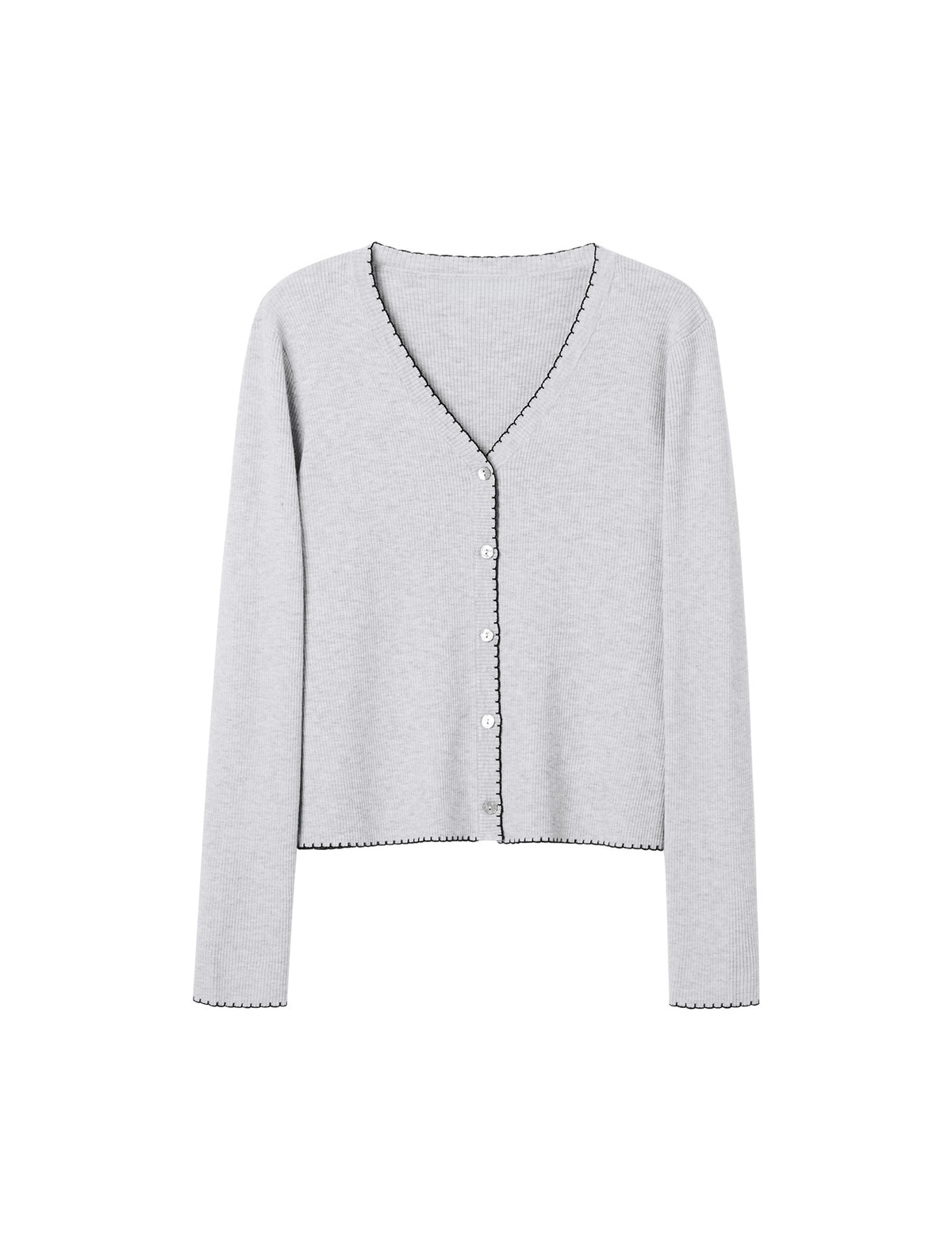 Wool Scallop Trim Cardigan and Cami Set
