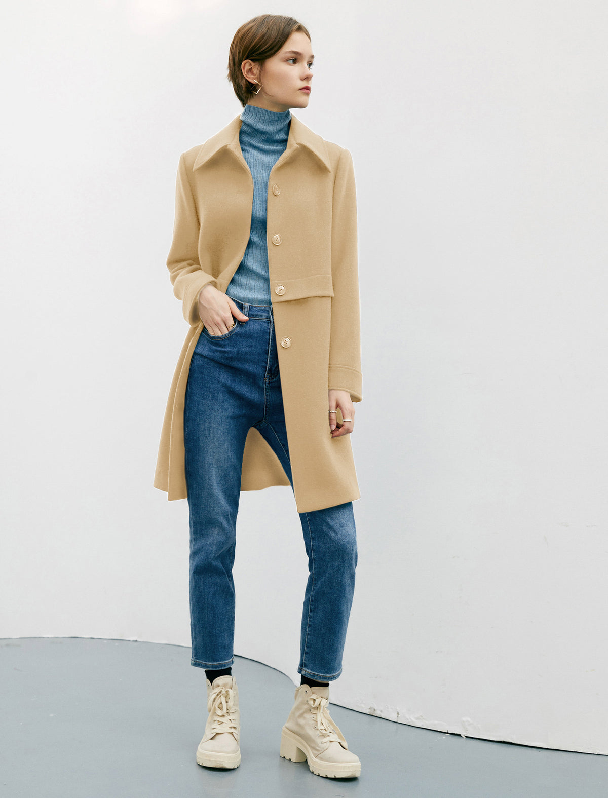 Wool Blend Relaxed Coat