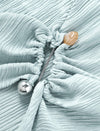 Textured Round Neck Ruched Detail Cap Sleeve Top