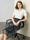 V‑Neck Pleat‑Detail Short‑Sleeve Top