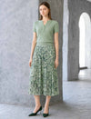 Abstract Print Pleated Midi Skirt