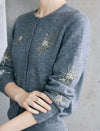 Wool Blend Beaded Firework Embroidery Long Sleeve Cardigan