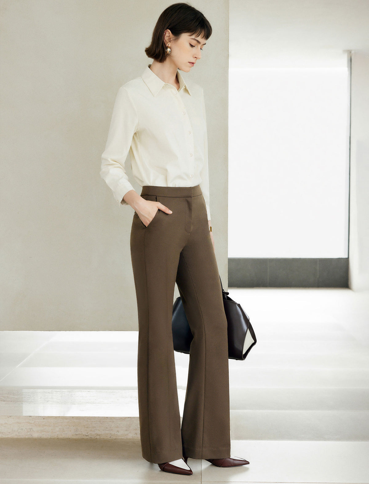 High-Rise Slim Bootcut Dress Pants