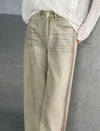 Vintage Washed Rhinestone Wide Leg Denim Pants