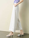 Lace Trim High Waist Cropped Wide Leg Pants