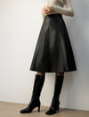 Coated Wrap-Front A-Line Midi Skirt