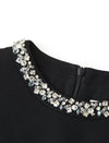 Embellished Neckline Fit And Flare Dress