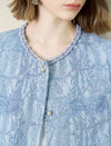 Pearl Trim Short Sleeve Lace Jacket Top