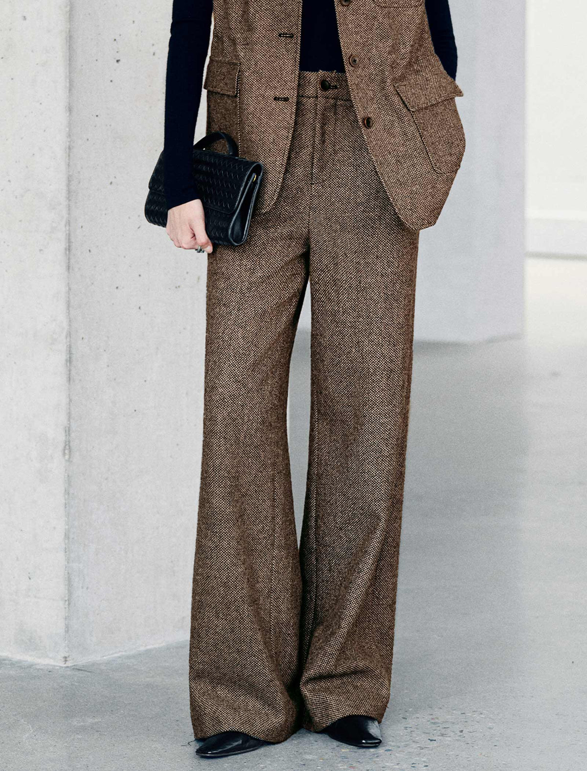 Textured High Waist Wide Leg Pants